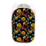 Sunflower Floral Pattern Print Mesh Laundry Hamper