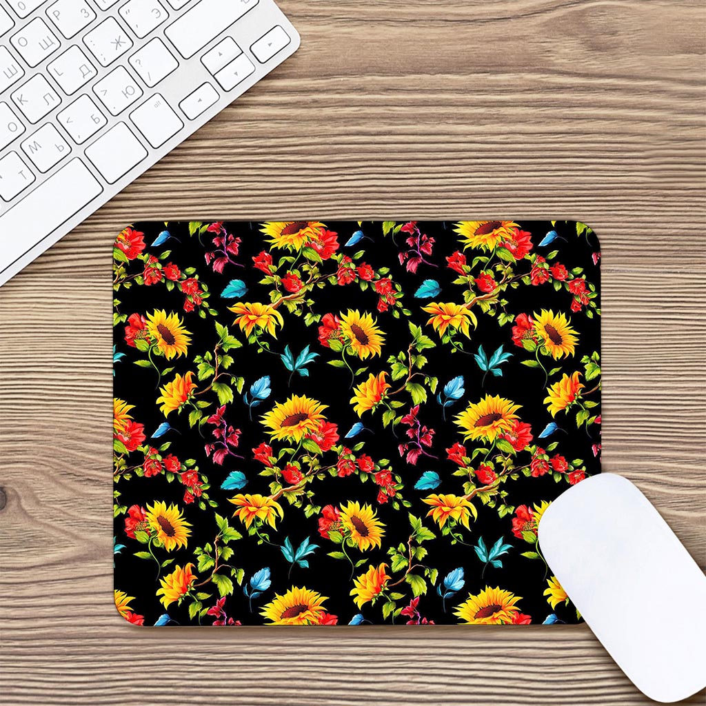 Sunflower Floral Pattern Print Mouse Pad