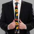 Sunflower Floral Pattern Print Necktie