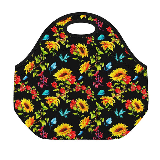 Sunflower Floral Pattern Print Neoprene Lunch Bag