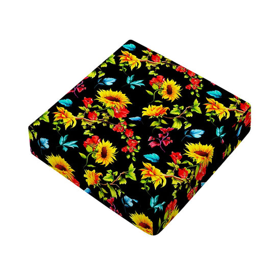 Sunflower Floral Pattern Print Outdoor Seat Cushion Cover