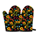 Sunflower Floral Pattern Print Oven Mitts