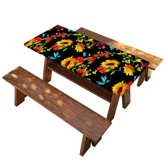 Sunflower Floral Pattern Print Picnic Table Cover