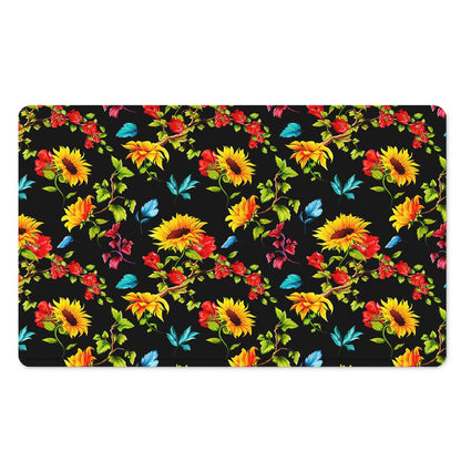 Sunflower Floral Pattern Print Polyester Doormat