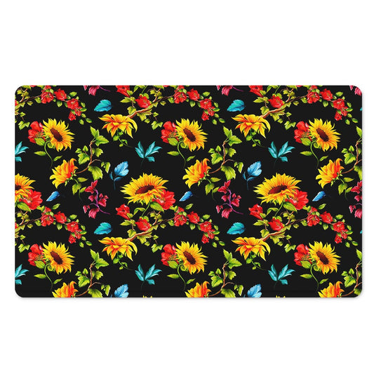 Sunflower Floral Pattern Print Polyester Doormat