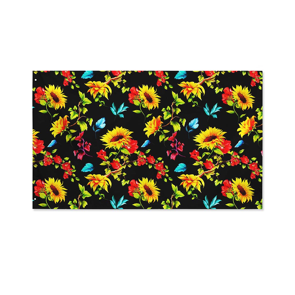Sunflower Floral Pattern Print Polyester Flag