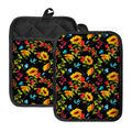 Sunflower Floral Pattern Print Pot Holders With Pocket