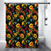 Sunflower Floral Pattern Print Premium Shower Curtain