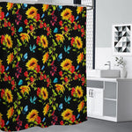 Sunflower Floral Pattern Print Premium Shower Curtain