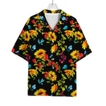 Sunflower Floral Pattern Print Rayon Hawaiian Shirt