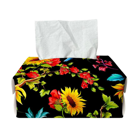 Sunflower Floral Pattern Print Rectangle Tissue Box Cover