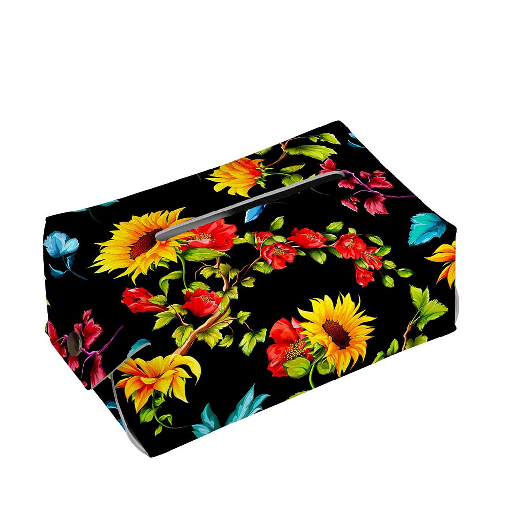 Sunflower Floral Pattern Print Rectangle Tissue Box Cover