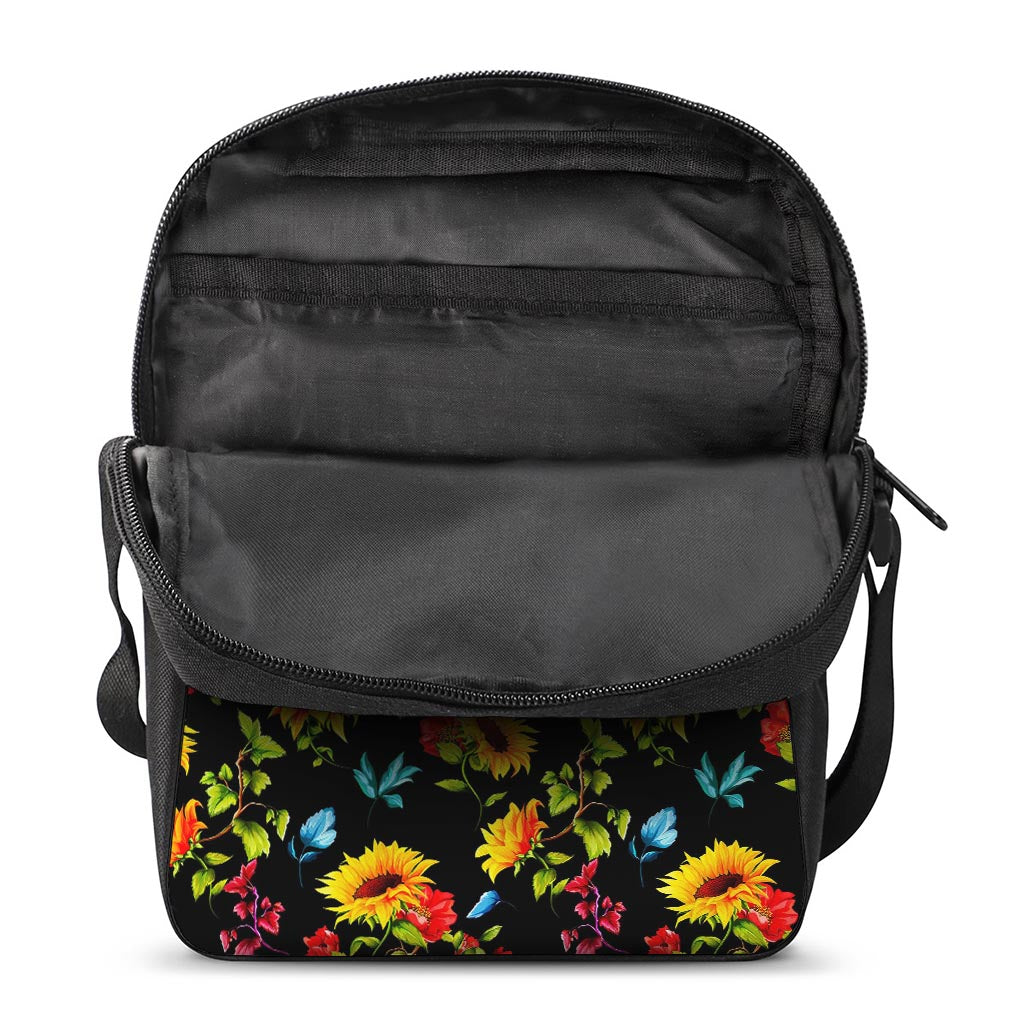 Sunflower Floral Pattern Print Rectangular Crossbody Bag
