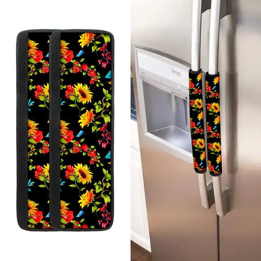 Sunflower Floral Pattern Print Refrigerator Handle Covers
