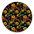 Sunflower Floral Pattern Print Round Floor Mat