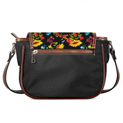 Sunflower Floral Pattern Print Saddle Bag