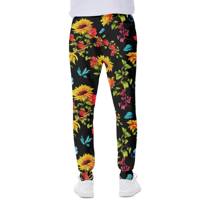 Sunflower Floral Pattern Print Scuba Joggers