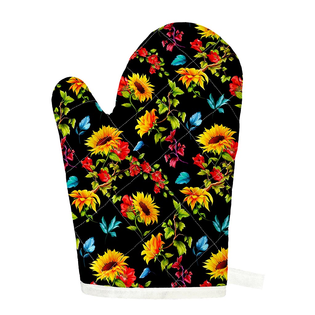 Sunflower Floral Pattern Print Single Oven Mitt