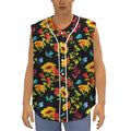 Sunflower Floral Pattern Print Sleeveless Baseball Jersey