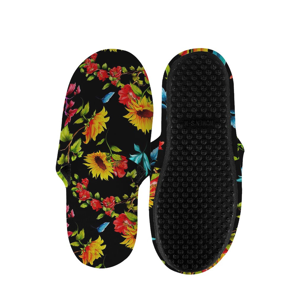 Sunflower Floral Pattern Print Slippers