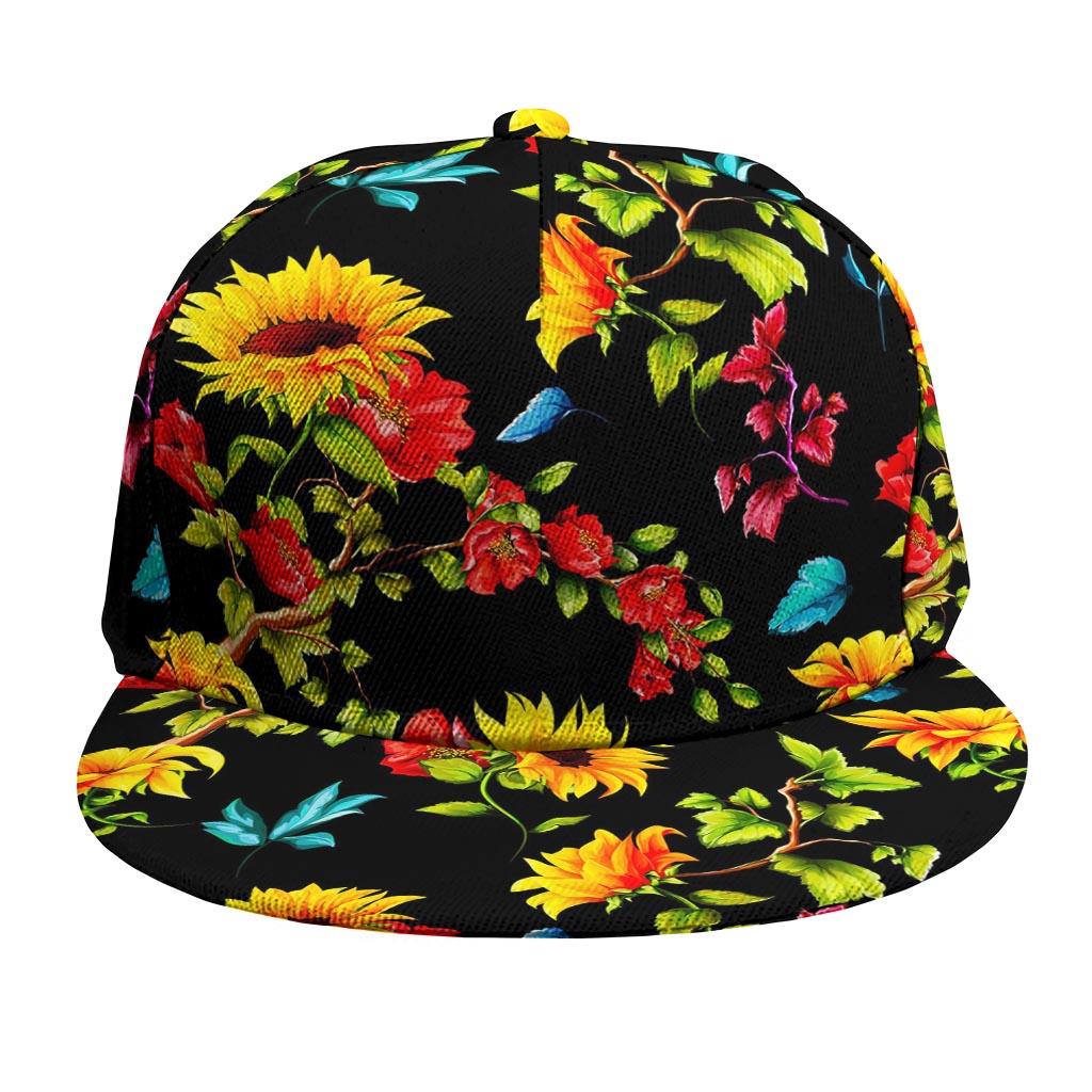 Sunflower Floral Pattern Print Snapback Cap