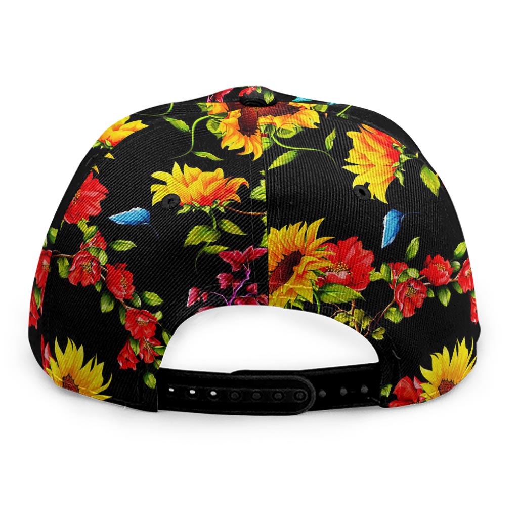 Sunflower Floral Pattern Print Snapback Cap