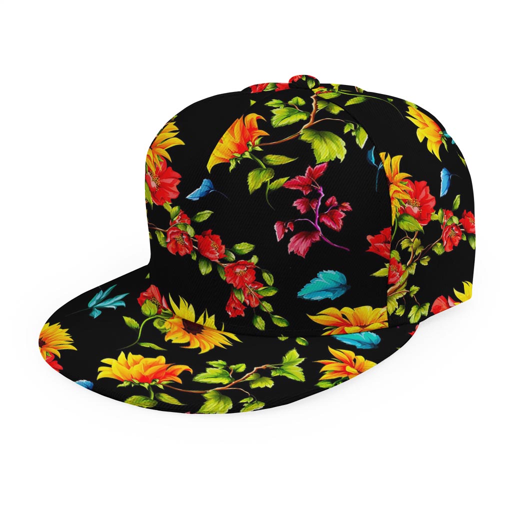 Sunflower Floral Pattern Print Snapback Cap