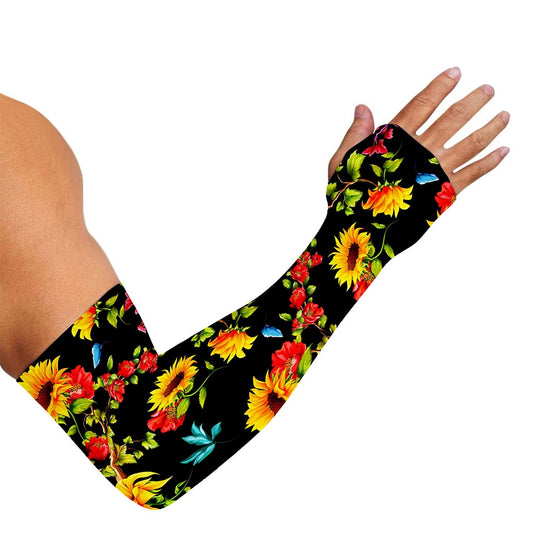 Sunflower Floral Pattern Print Sun Protection Arm Sleeves