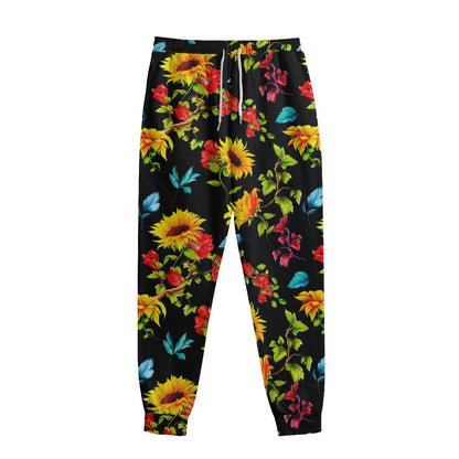 Sunflower Floral Pattern Print Sweatpants