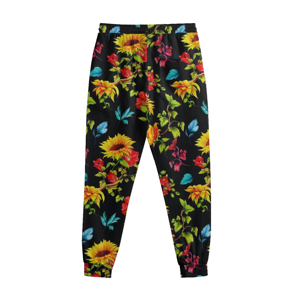 Sunflower Floral Pattern Print Sweatpants