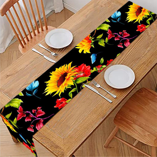 Sunflower Floral Pattern Print Table Runner
