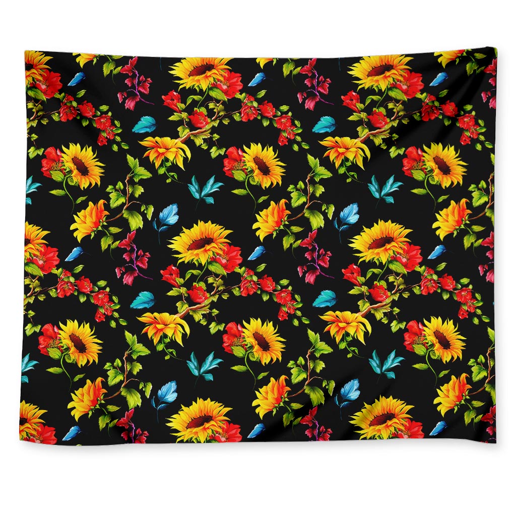 Sunflower Floral Pattern Print Tapestry