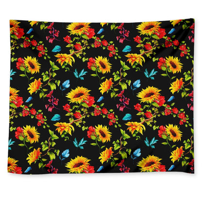Sunflower Floral Pattern Print Tapestry