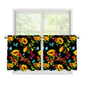 Sunflower Floral Pattern Print Tier Curtains