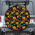 Sunflower Floral Pattern Print Tire Cover