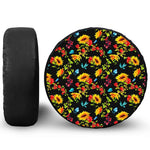 Sunflower Floral Pattern Print Tire Cover