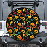 Sunflower Floral Pattern Print Tire Cover With Camera Hole