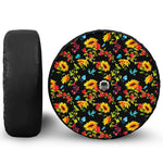 Sunflower Floral Pattern Print Tire Cover With Camera Hole