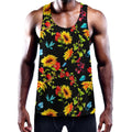 Sunflower Floral Pattern Print Men's Workout Tank Top