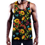 Sunflower Floral Pattern Print Training Tank Top
