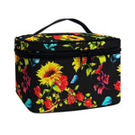 Sunflower Floral Pattern Print Travel Makeup Bag