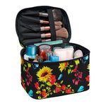 Sunflower Floral Pattern Print Travel Makeup Bag