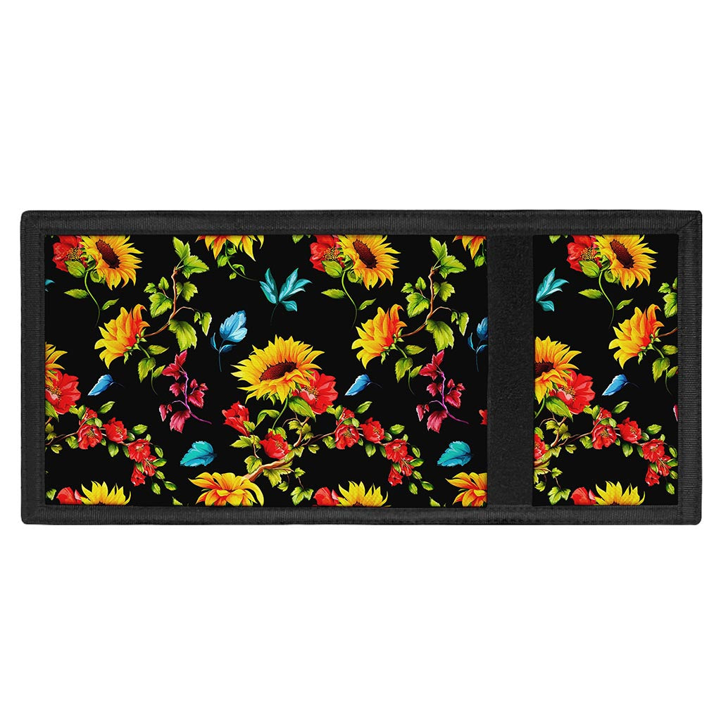 Sunflower Floral Pattern Print Trifold Wallet