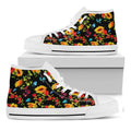 Sunflower Floral Pattern Print White High Top Sneakers