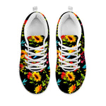 Sunflower Floral Pattern Print White Running Shoes