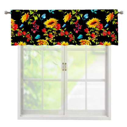 Sunflower Floral Pattern Print Window Valance