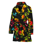 Sunflower Floral Pattern Print Women's Bathrobe