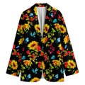 Sunflower Floral Pattern Print Women's Cotton Blazer