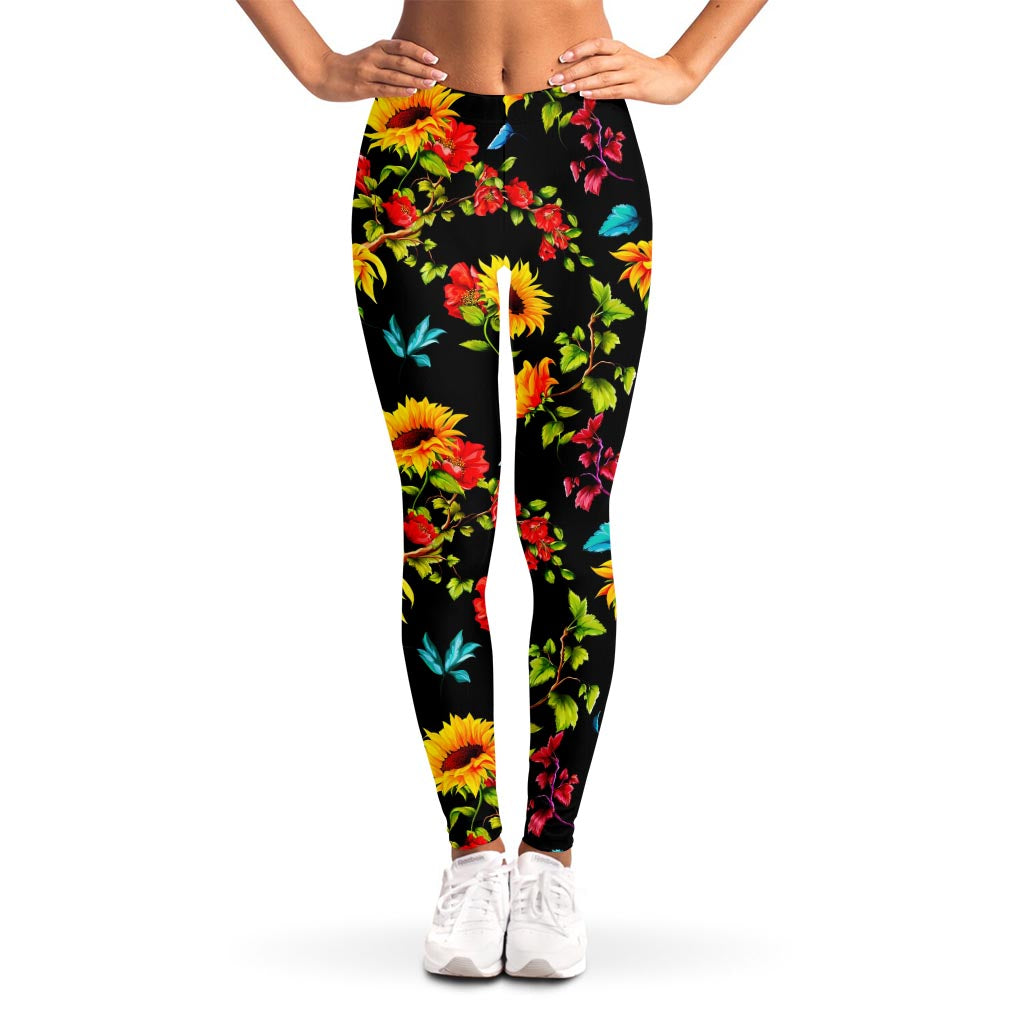 Sunflower Floral Pattern Print Women's Leggings