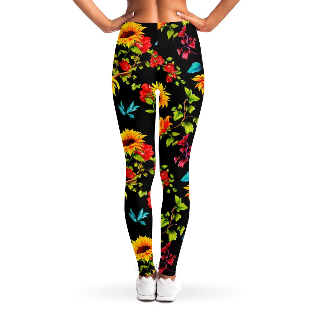 Sunflower Floral Pattern Print Women's Leggings